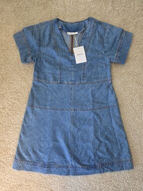 Everlane Denim Short-Sleeve Dress | Light Indigo Size 6 NWT
